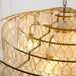 Teardrop Shell Chandelier in Gold Finish with Natural Shell Shades