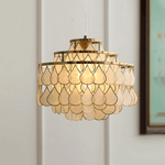 Teardrop Shell Chandelier in Gold Finish with Natural Shell Shades