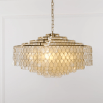 Teardrop Shell Chandelier in Gold Finish with Natural Shell Shades