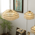 Teardrop Shell Chandelier in Gold Finish with Natural Shell Shades