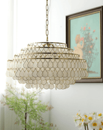 Teardrop Shell Chandelier in Gold Finish with Natural Shell Shades