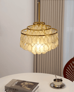 Teardrop Shell Chandelier in Gold Finish with Natural Shell Shades