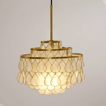 Teardrop Shell Chandelier in Gold Finish with Natural Shell Shades