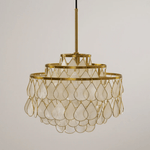 Teardrop Shell Chandelier in Gold Finish with Natural Shell Shades