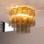 Art Glass Star Ceiling Light in Champagne Gold | Murano-Style Flush Mount