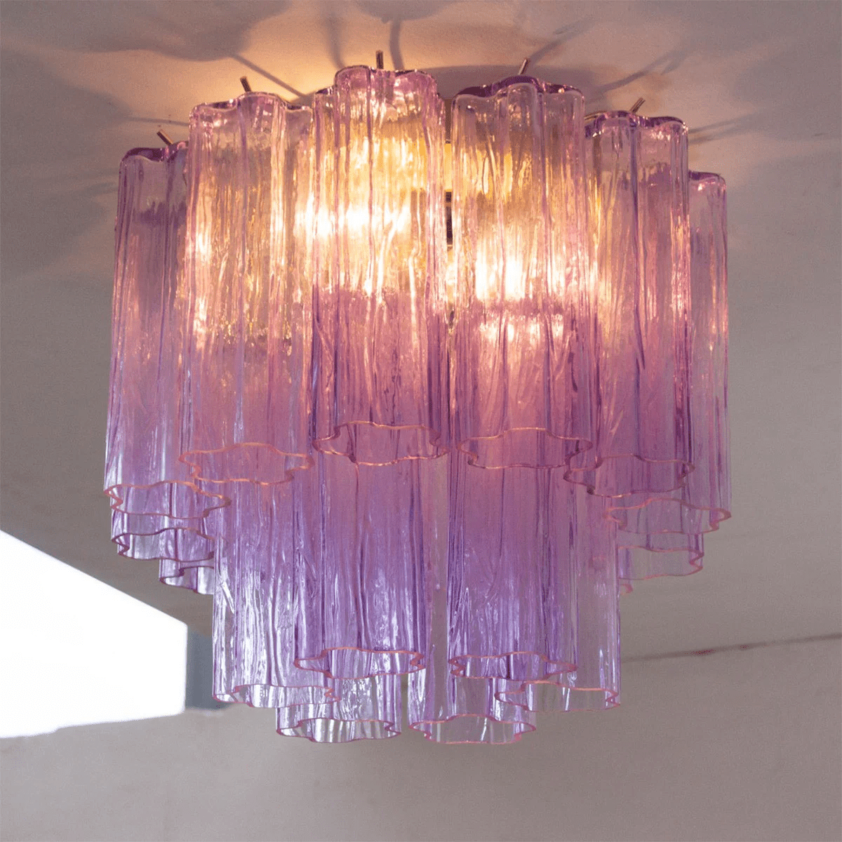 Art Glass Star Ceiling Light in Champagne Gold | Murano-Style Flush Mount