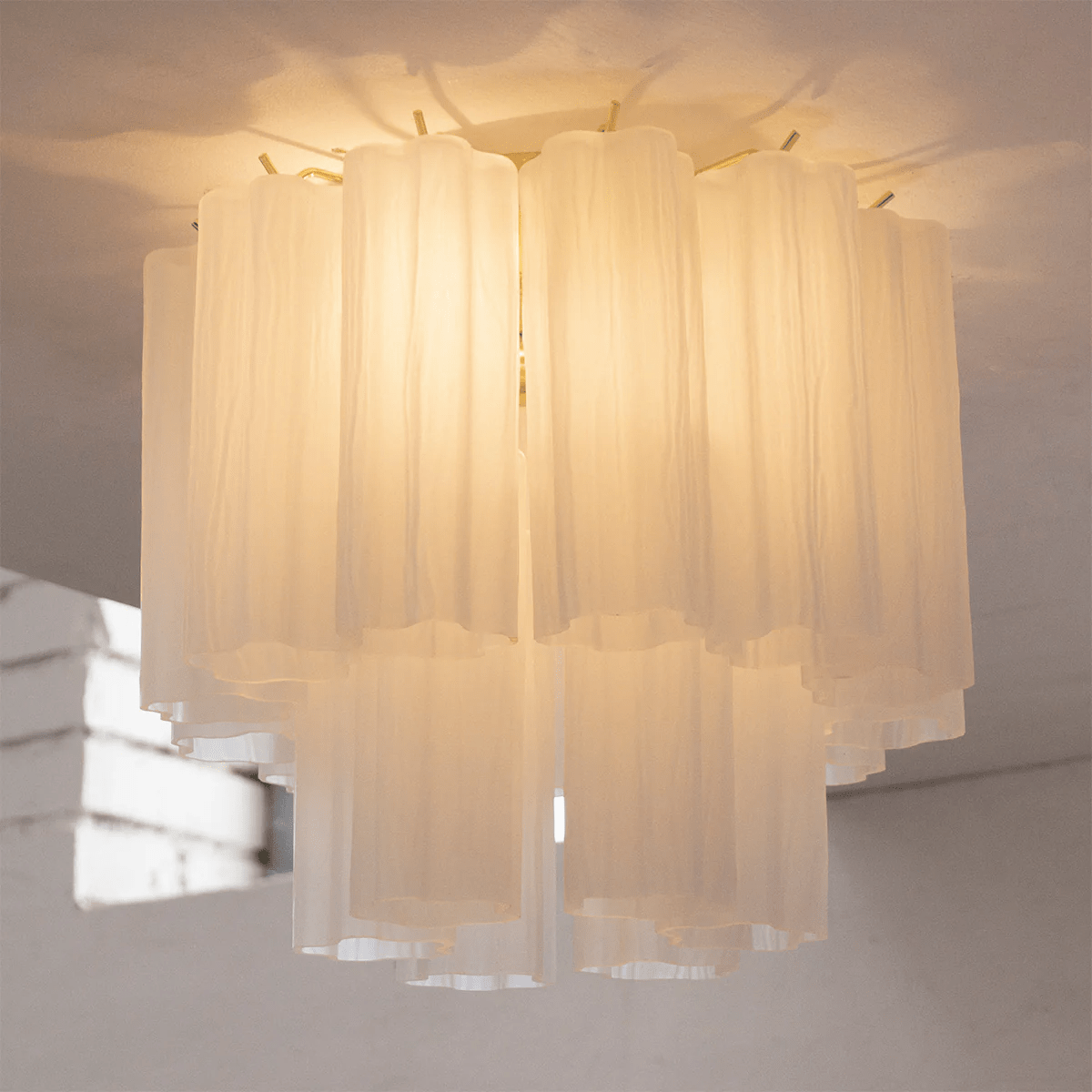 Art Glass Star Ceiling Light in Champagne Gold | Murano-Style Flush Mount