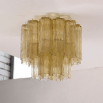 Art Glass Star Ceiling Light in Champagne Gold | Murano-Style Flush Mount