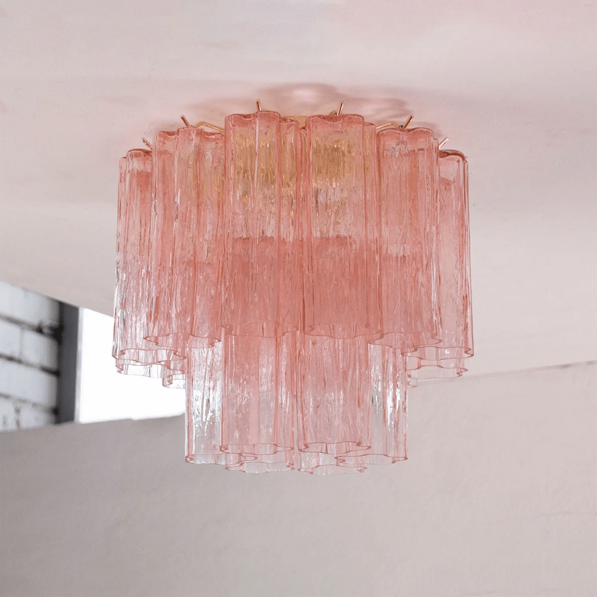 Art Glass Star Ceiling Light in Champagne Gold | Murano-Style Flush Mount