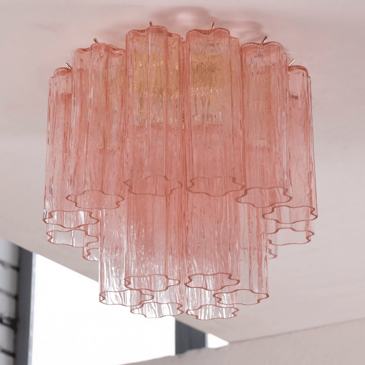 Art Glass Star Ceiling Light in Champagne Gold | Murano-Style Flush Mount