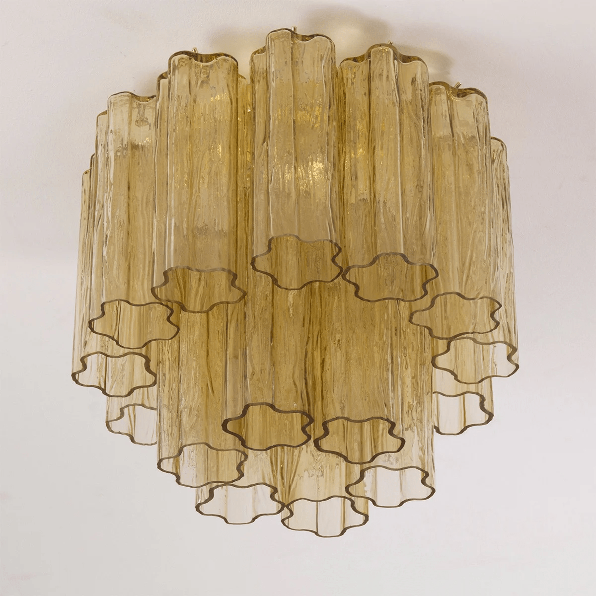 Art Glass Star Ceiling Light in Champagne Gold | Murano-Style Flush Mount