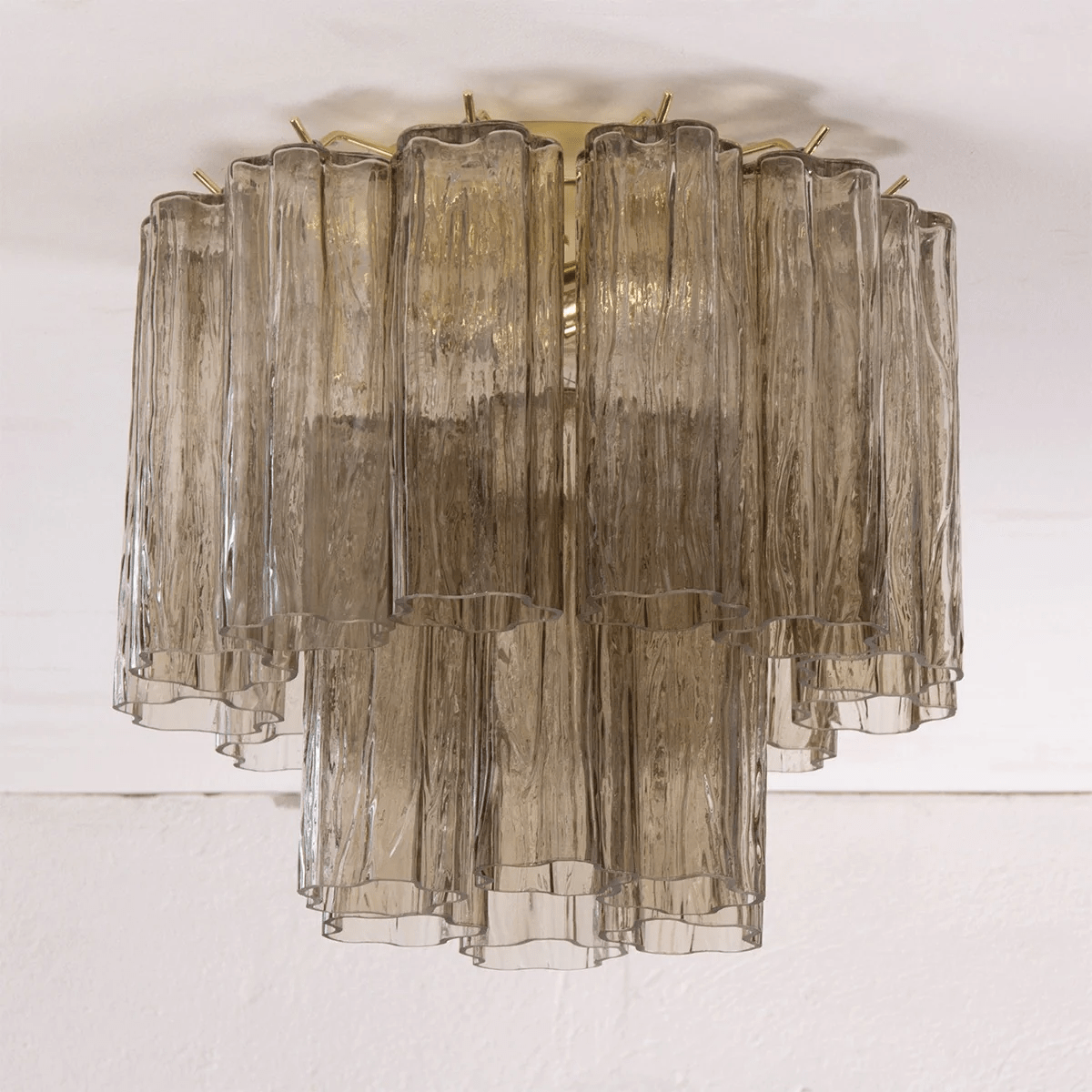 Art Glass Star Ceiling Light in Champagne Gold | Murano-Style Flush Mount