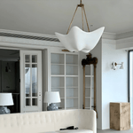 Luvonea Sculptural Plaster Chandelier with Gold Accents for Modern Interiors