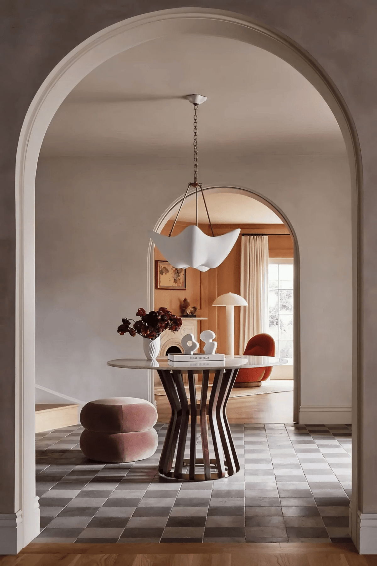 Luvonea Sculptural Plaster Chandelier with Gold Accents for Modern Interiors