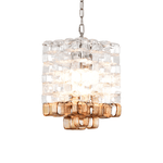 Interlocking Glass Chandelier with Amber Cups and Chrome Frame