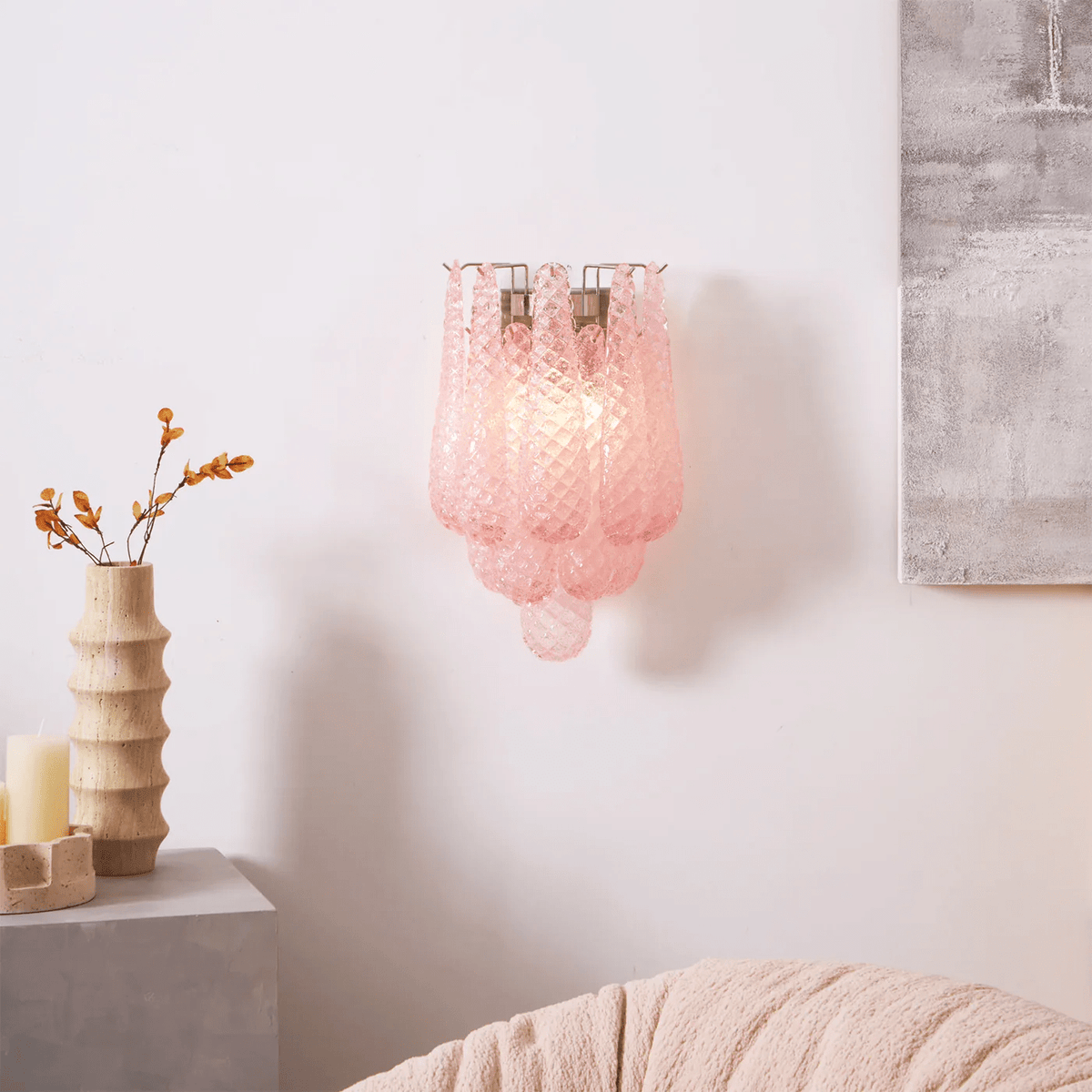 Lagoon Bloom Wall Sconce – Hand-Blown Glass Floral Wall Light for Modern Interiors