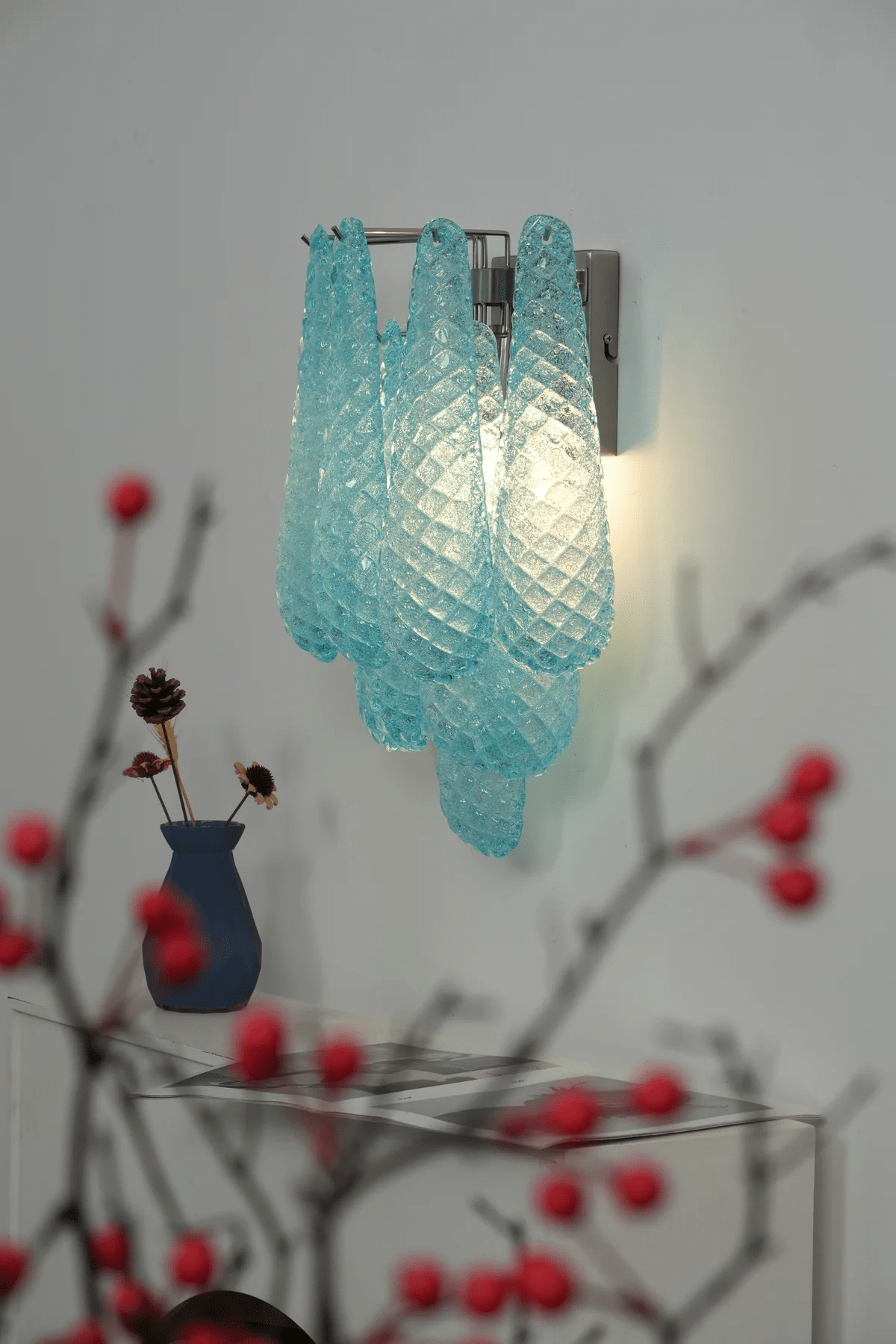 Lagoon Bloom Wall Sconce – Hand-Blown Glass Floral Wall Light for Modern Interiors