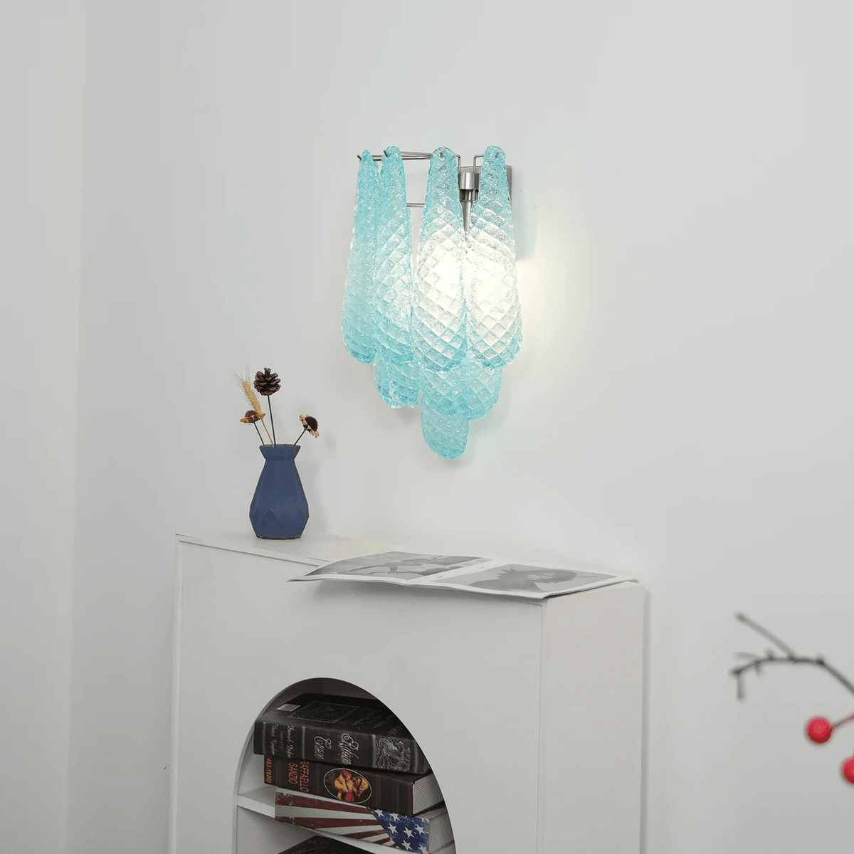 Lagoon Bloom Wall Sconce – Hand-Blown Glass Floral Wall Light for Modern Interiors