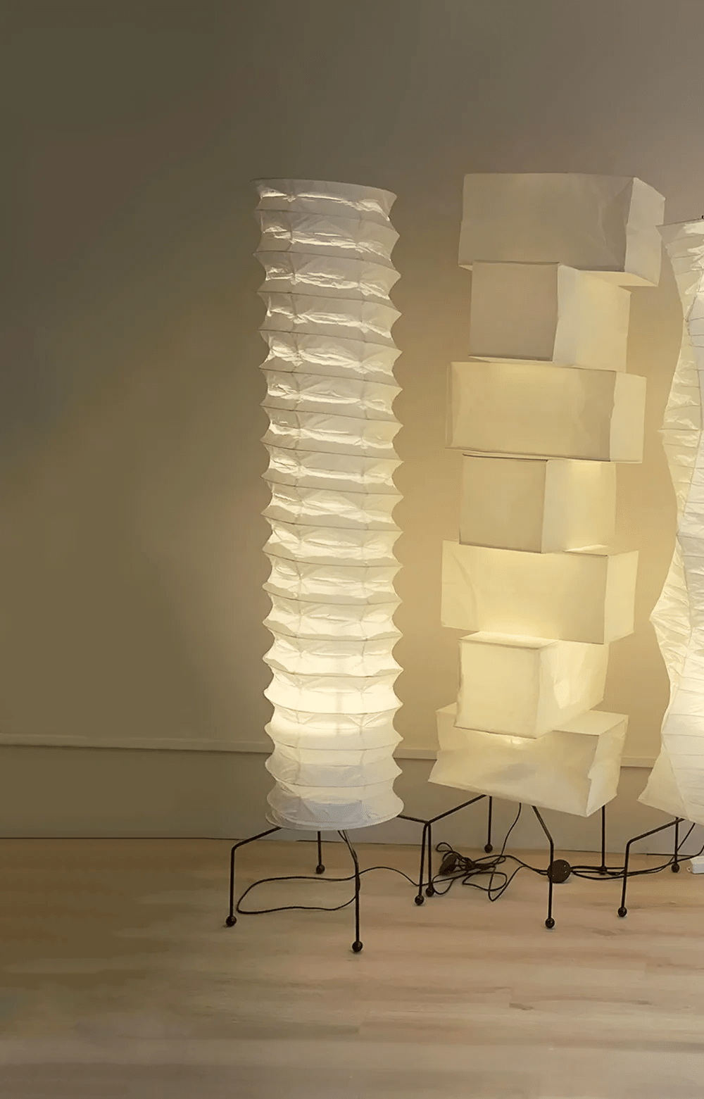 Washi Paper Floor Lamp with Warm Glow for Modern Interiors