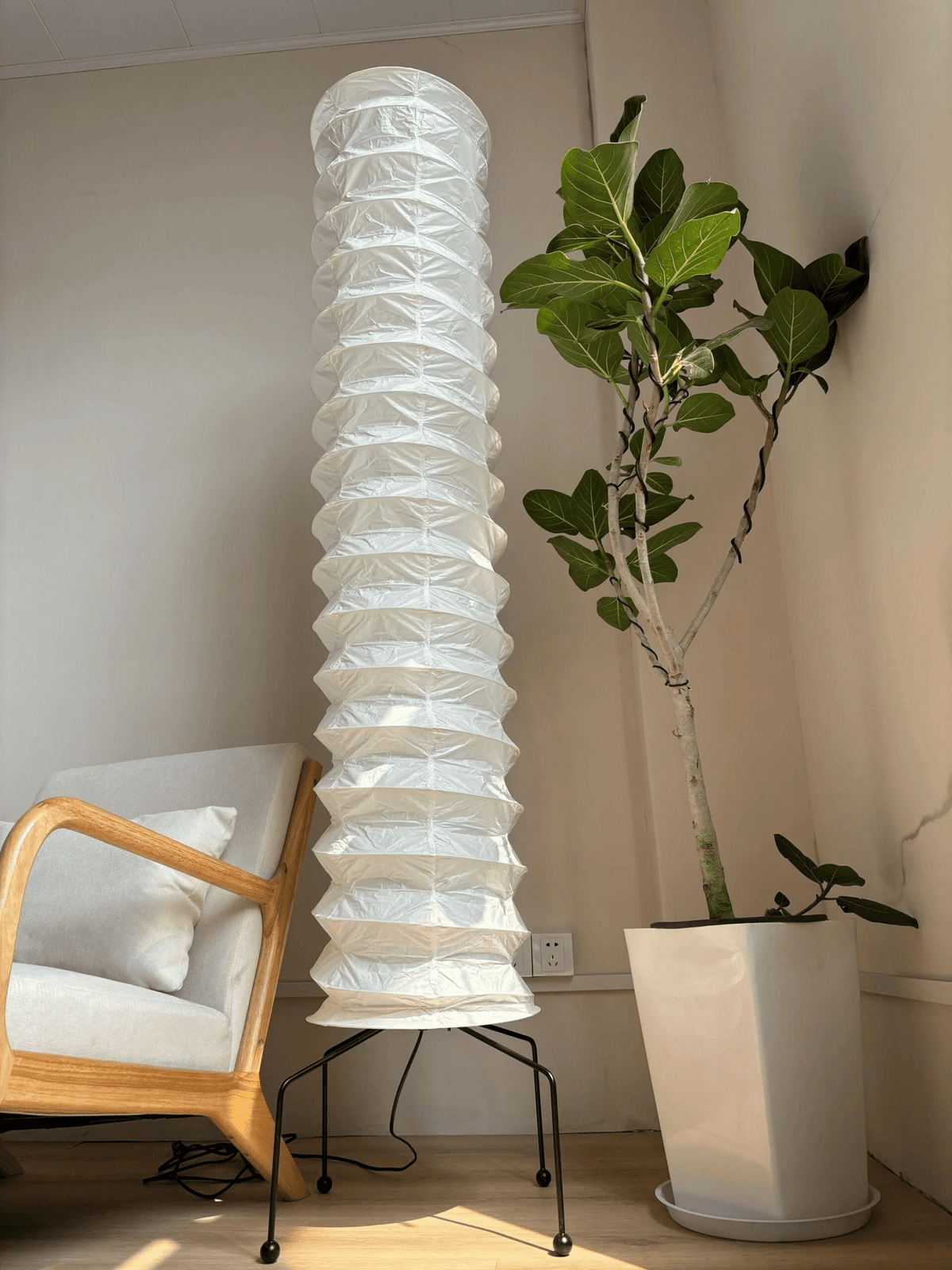 Washi Paper Floor Lamp with Warm Glow for Modern Interiors