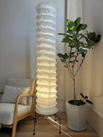 Washi Paper Floor Lamp with Warm Glow for Modern Interiors