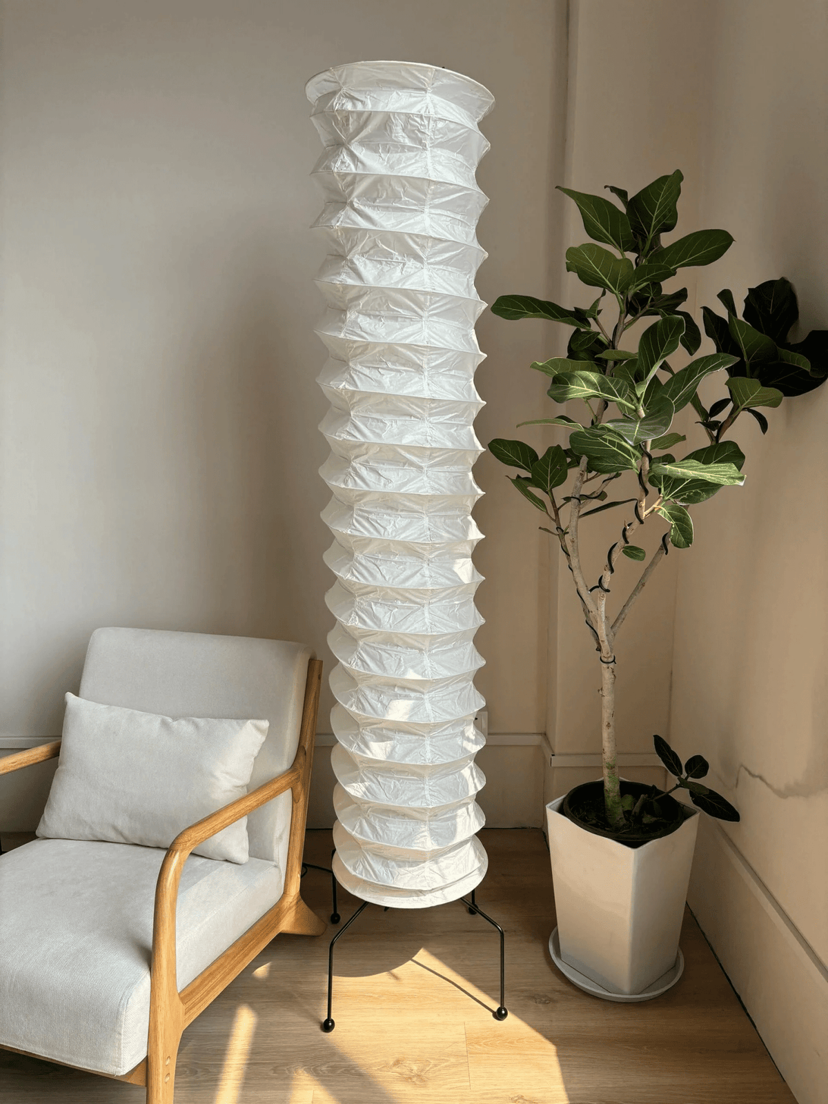 Washi Paper Floor Lamp with Warm Glow for Modern Interiors