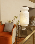 Washi Paper Floor Lamp with Black Metal Frame, Modern Japanese Design