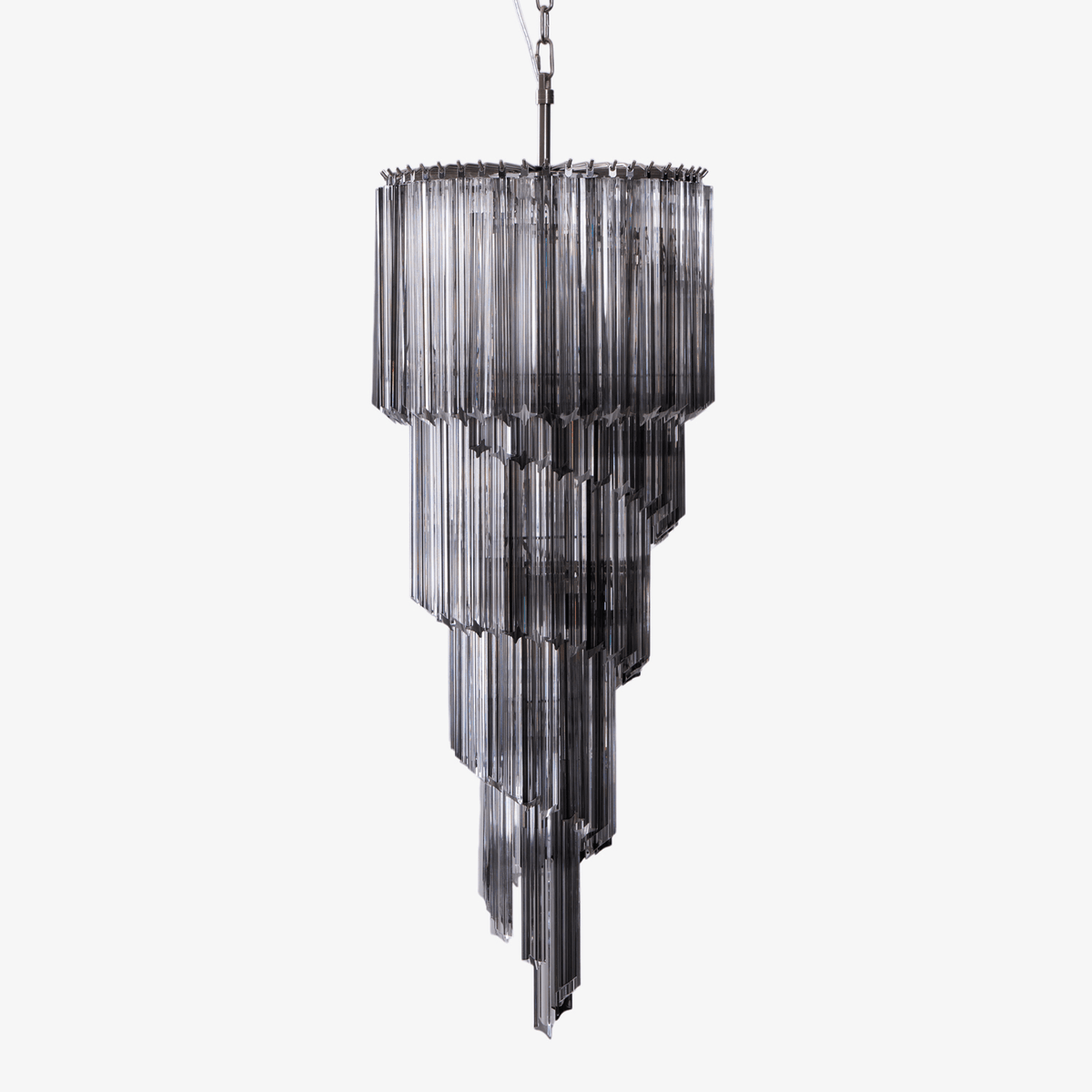 Lucente Noir Spiral Chandelier — Smoked Glass Pendant Light