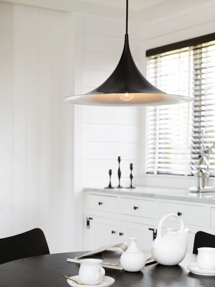 Semi Arch Pendant Light – Designer Aluminum Swag Lamp for Dining & Living Spaces
