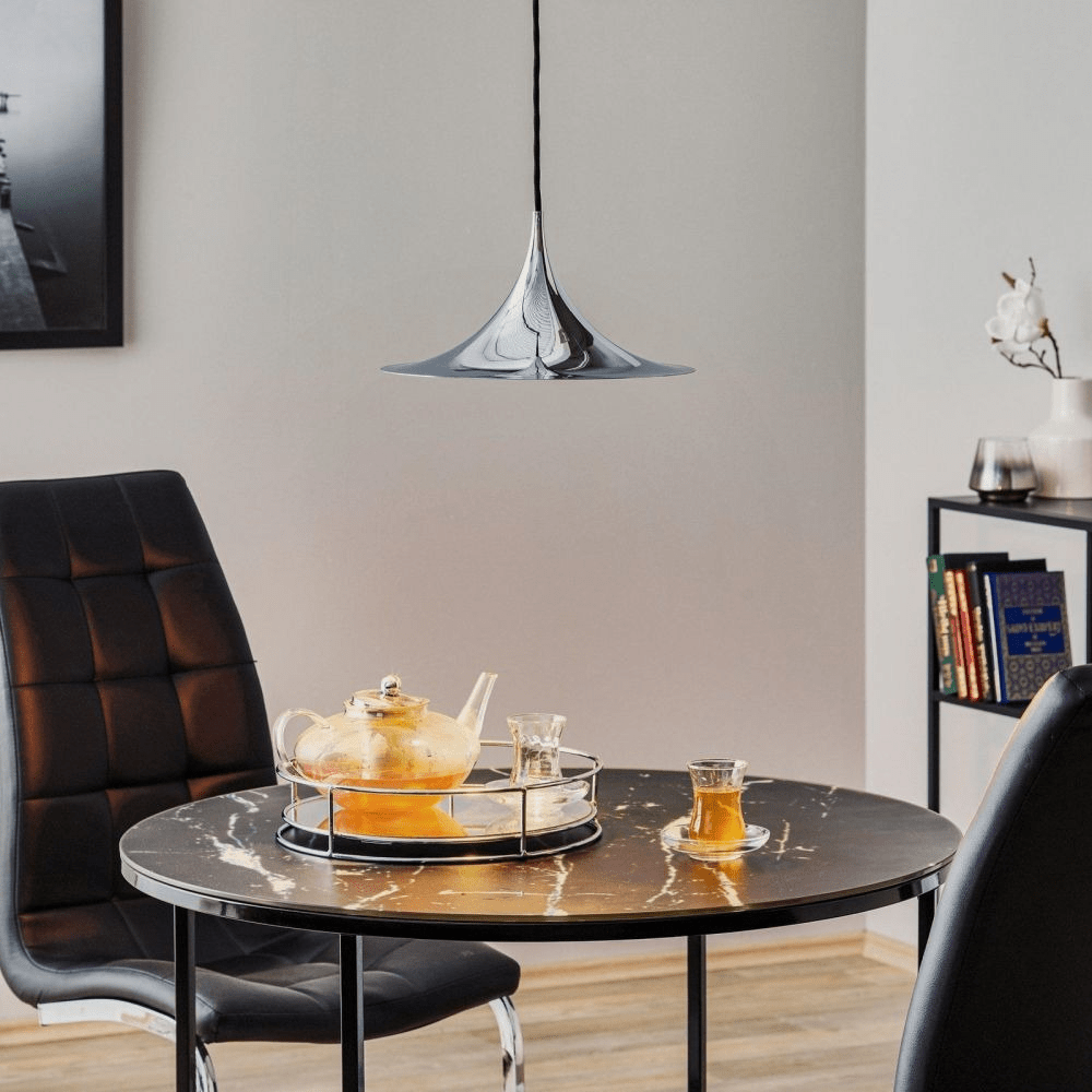 Semi Arch Pendant Light – Designer Aluminum Swag Lamp for Dining & Living Spaces