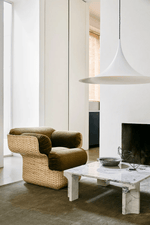 Semi Arch Pendant Light – Designer Aluminum Swag Lamp for Dining & Living Spaces
