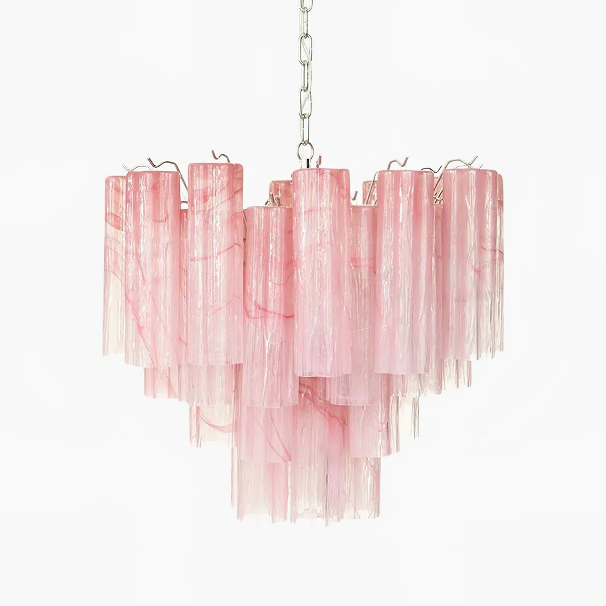 Art Deco Murano Glass Tube Chandelier in Nickel for Dining Room and Bedroom