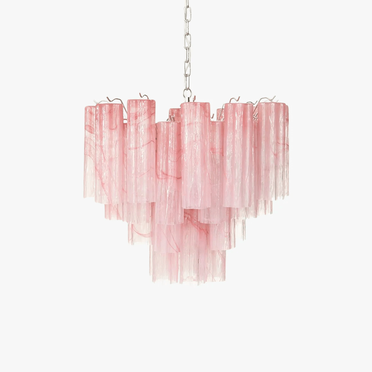 Art Deco Murano Glass Tube Chandelier in Nickel for Dining Room and Bedroom
