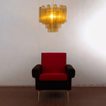 Art Deco Murano Glass Tube Chandelier in Nickel for Dining Room and Bedroom
