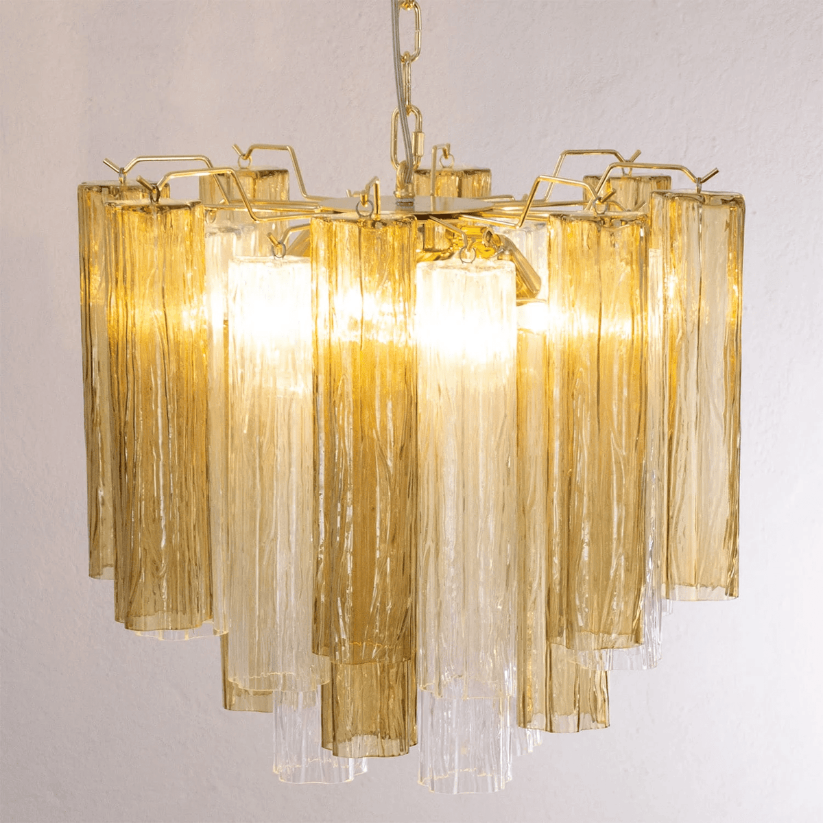 Art Deco Murano Glass Tube Chandelier in Nickel for Dining Room and Bedroom