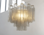 Art Deco Murano Glass Tube Chandelier in Nickel for Dining Room and Bedroom