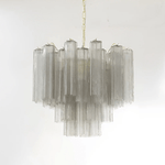 Art Deco Murano Glass Tube Chandelier in Nickel for Dining Room and Bedroom