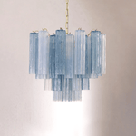 Art Deco Murano Glass Tube Chandelier in Nickel for Dining Room and Bedroom
