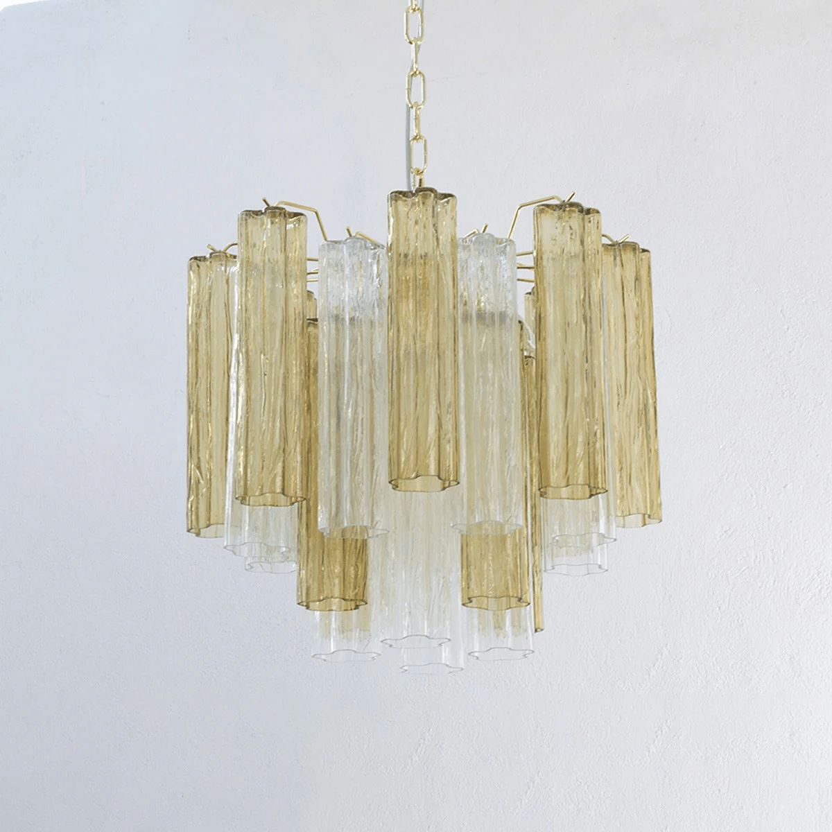 Art Deco Murano Glass Tube Chandelier in Nickel for Dining Room and Bedroom