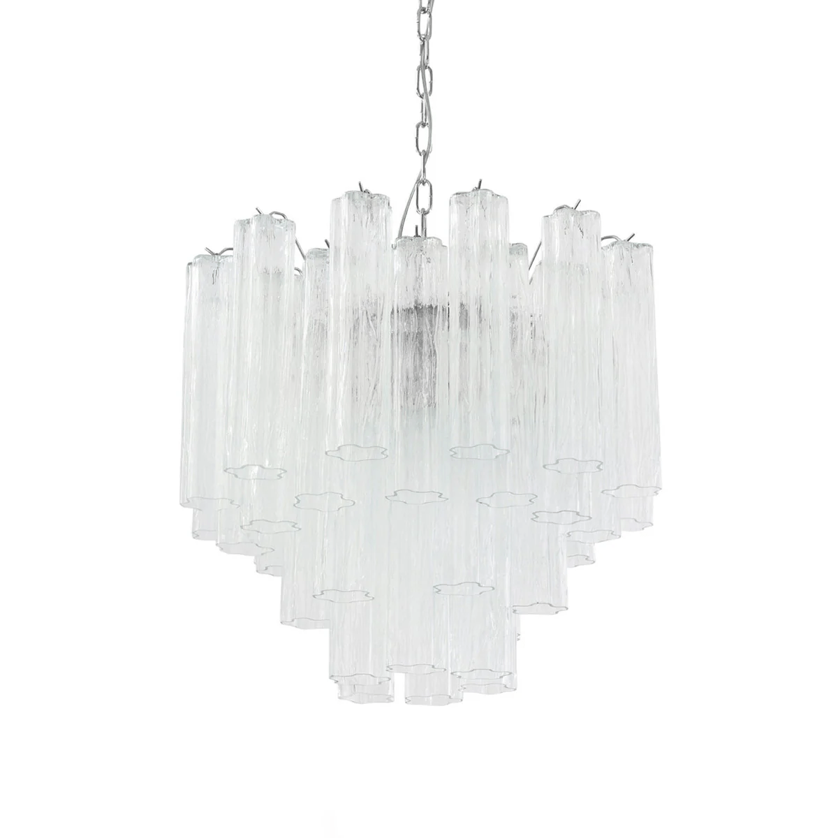 Art Deco Murano Glass Tube Chandelier in Nickel for Dining Room and Bedroom
