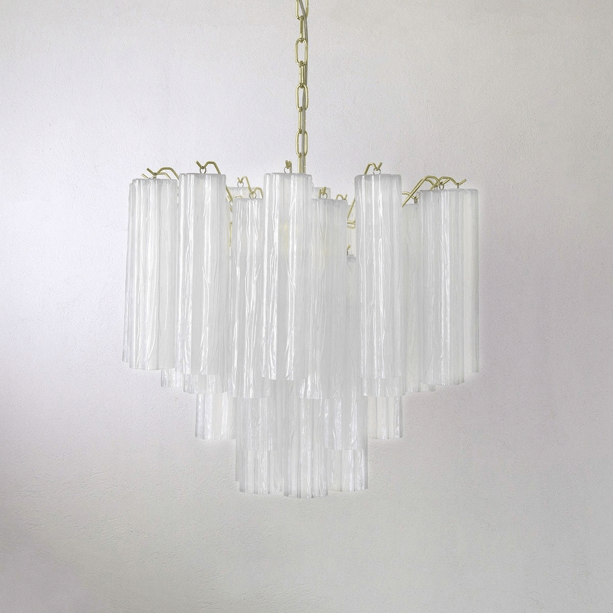 Art Deco Murano Glass Tube Chandelier in Nickel for Dining Room and Bedroom
