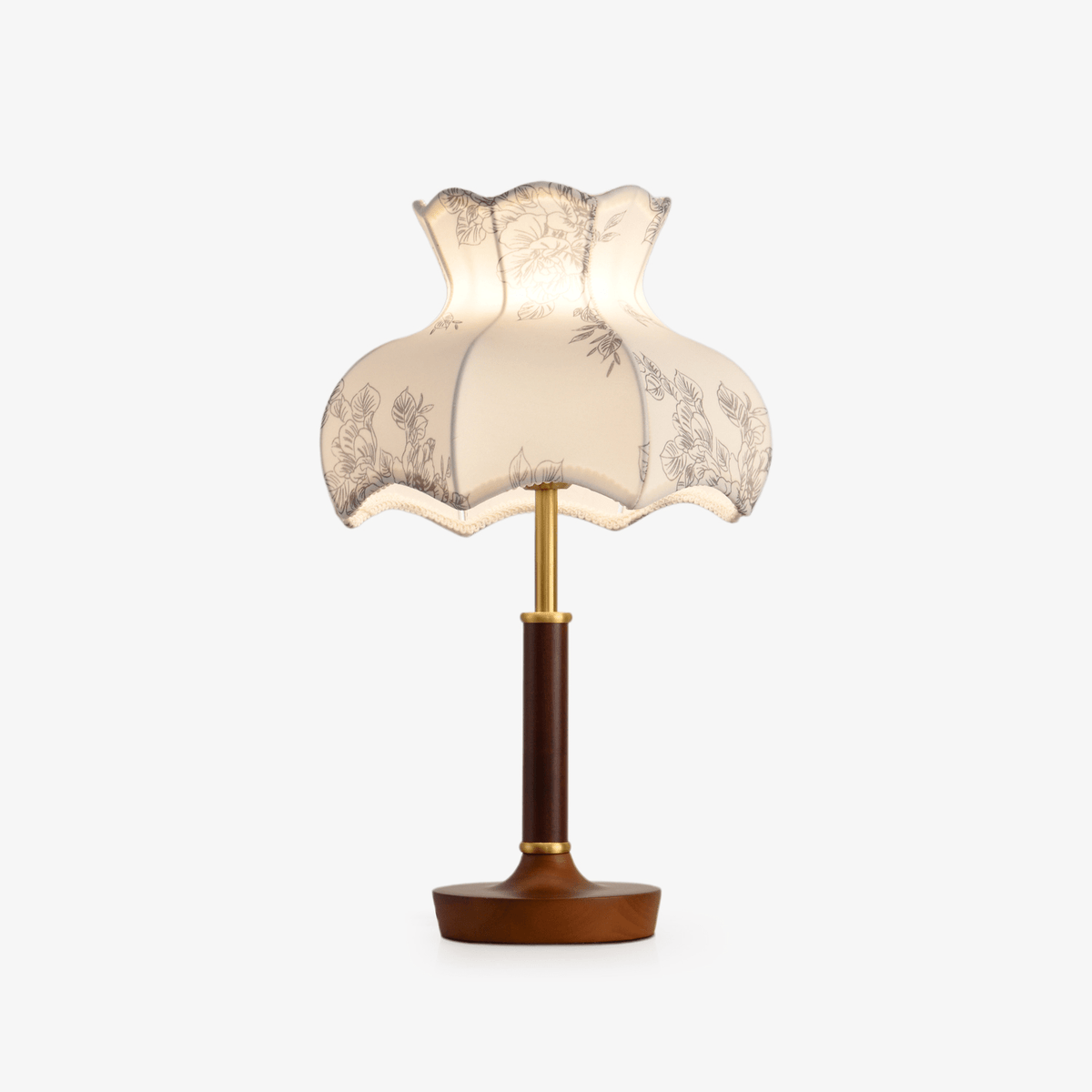 Florence Blossom Table Lamp – Walnut Wood & Fabric Designer Lamp