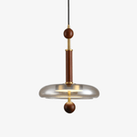 Ovalo Walnut Wood LED Pendant Light with Brass Accents