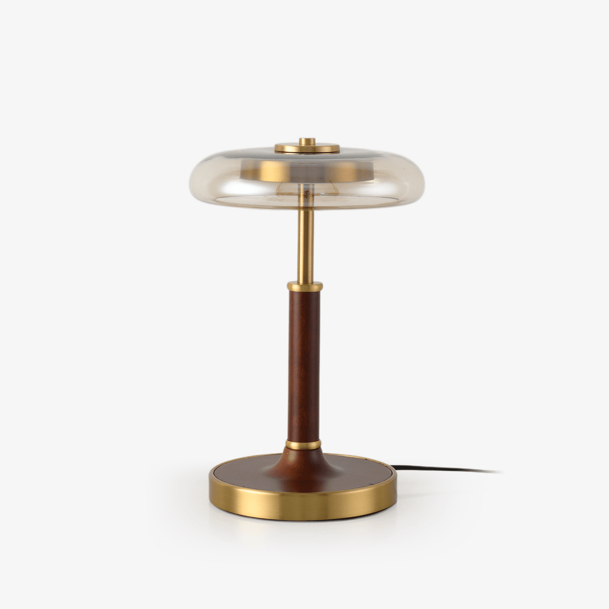 Ovalo Table Lamp with Glass Shade and Walnut Wood Base