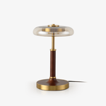 Ovalo Table Lamp with Glass Shade and Walnut Wood Base
