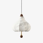 Blossom Lantern Pendant Light – Walnut Wood & Fabric Shade