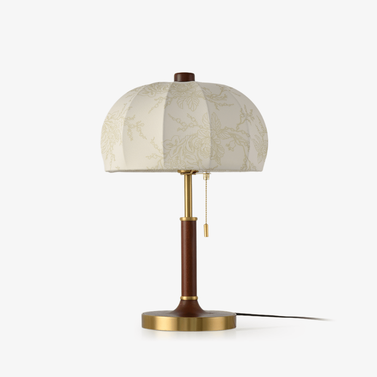 Lunora Fabric Table Lamp with Walnut Wood and Brass Accents