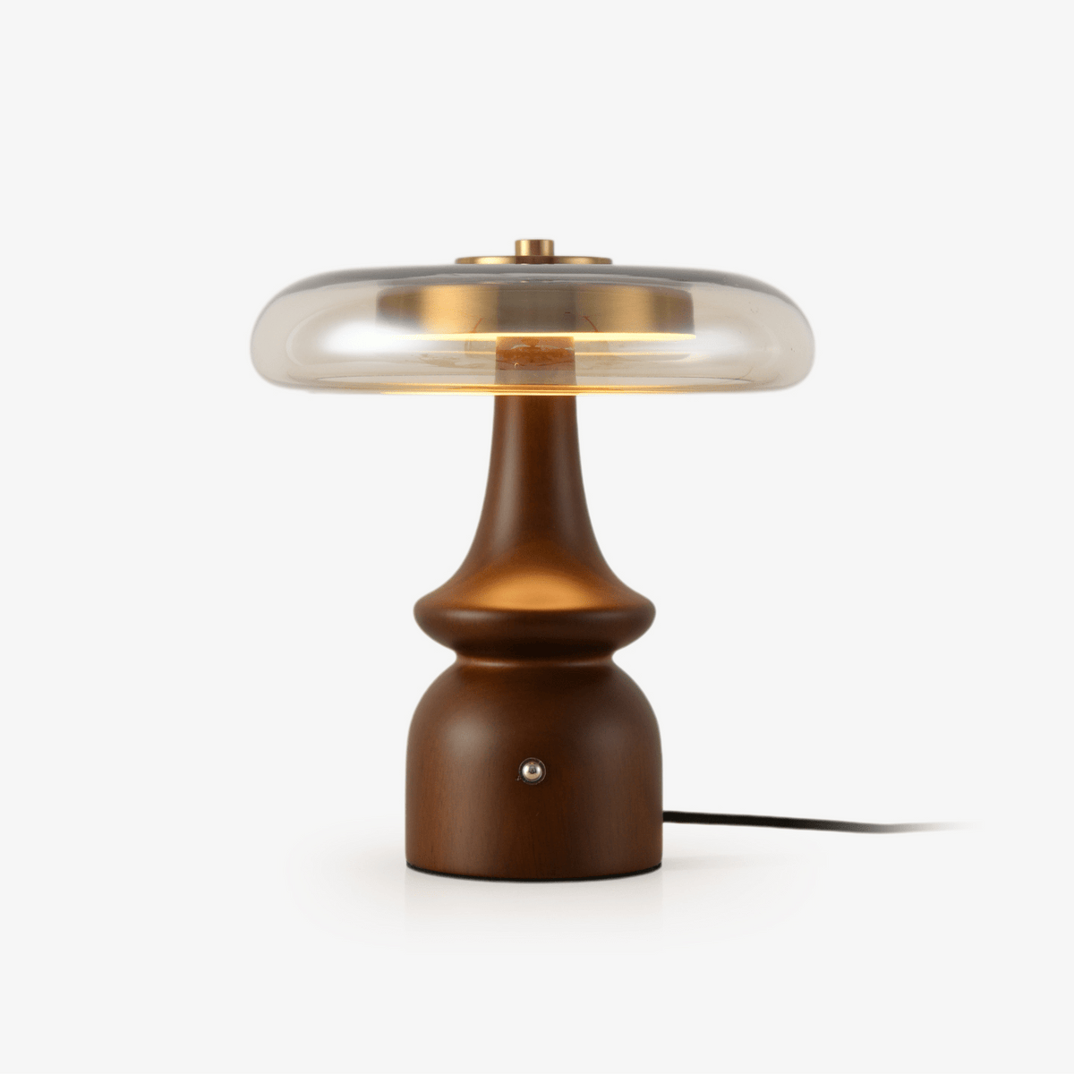 Belluno Sculptural Wooden Table Lamp with Glass Shade