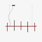 Stratus Line Modern Linear Pendant Light, Red & Black Metal LED Chandelier