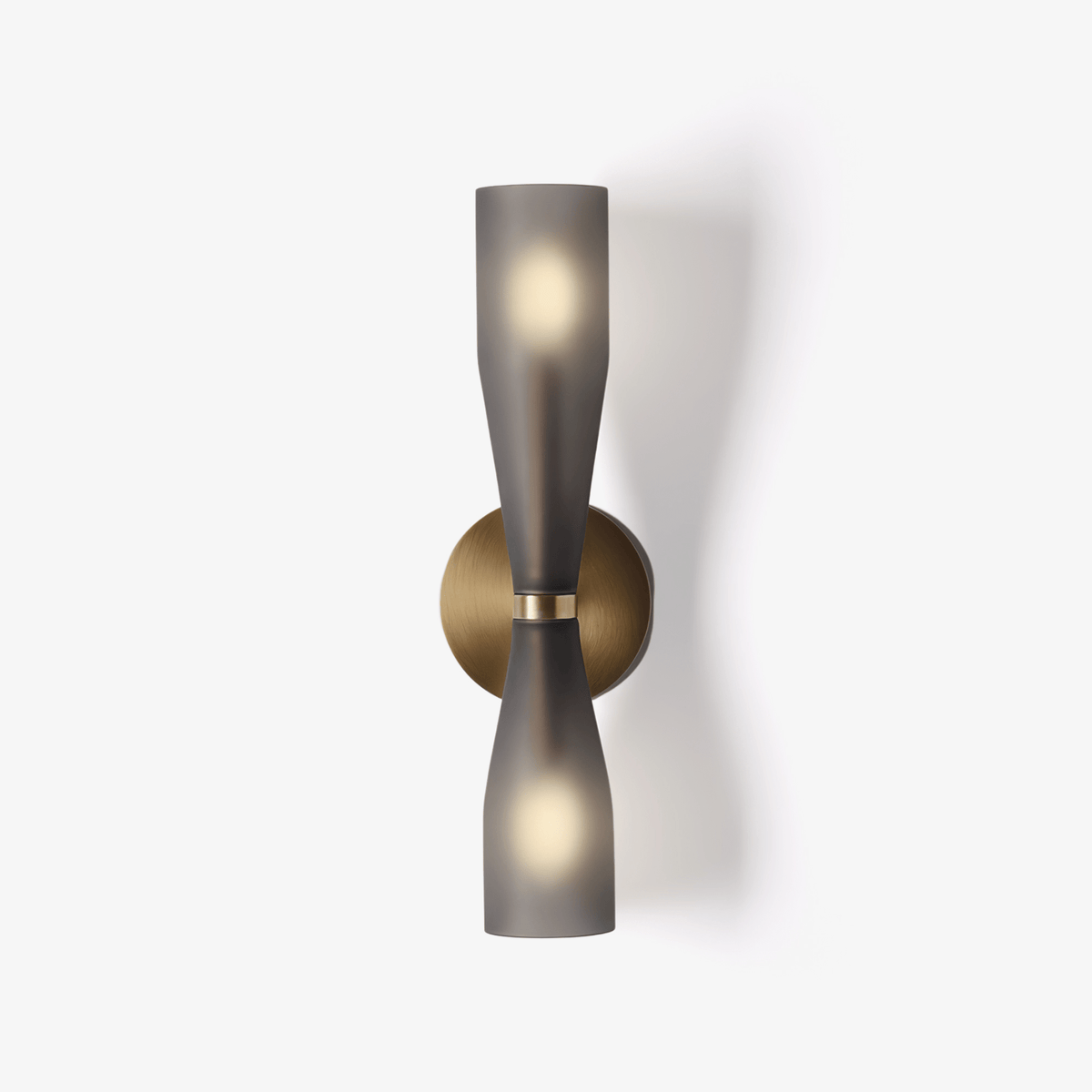 Ovalo Duo Modern Smoked Glass Wall Sconce with Brass Backplate